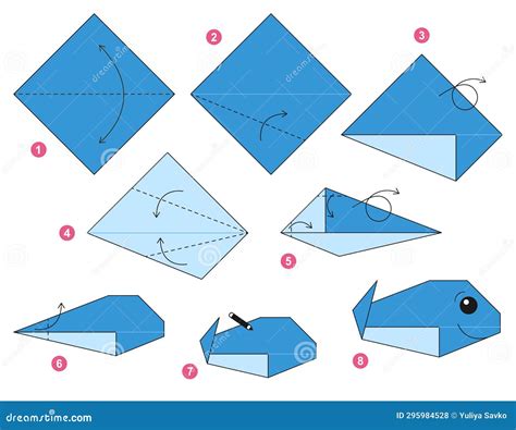 Origami Tutorial For Kids Origami Cute Whale Stock Illustration