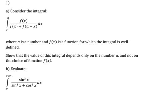 Solved A Consider The Integral Ff X Dx F X F A X Chegg