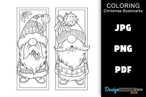 Bookmark Coloring Christmas Gnomes PDF