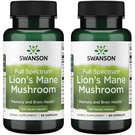 Swanson Full Spectrum Lion S Mane Mushroom 500 Mg 60 Caps 2 Pack