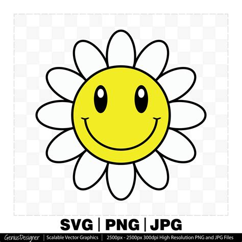 Smiley Face Daisy Svg Daisy Clipart Smiley Daisy Print Daisy For