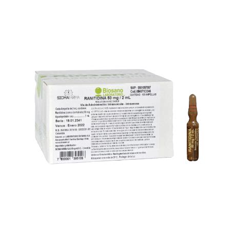 Ampolla Ranitidina 50mg 2mL Unidad OSM Ltda