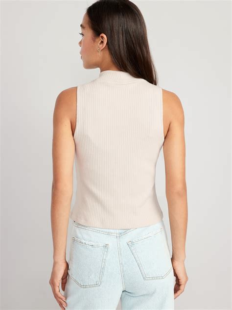 Fitted Sleeveless Mock Neck Top For Women Old Navy