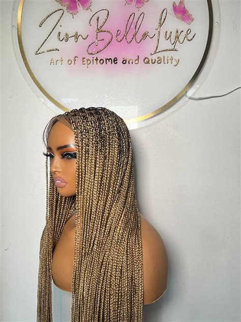 Full Lace Blonde Braided Wig 28 30 Inch Knotless Box Braids Ready To