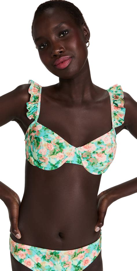 Buy Shoshanna Shoshanna Winged Bikini Top Watercolor Green Coral At