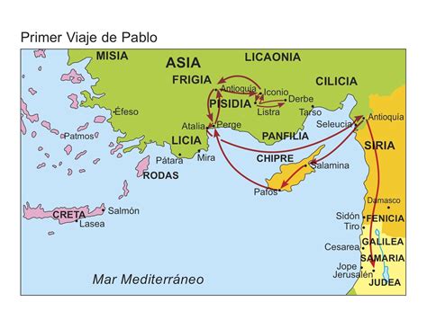 Mapa Primer Viaje Misionero De Pablo - Nva