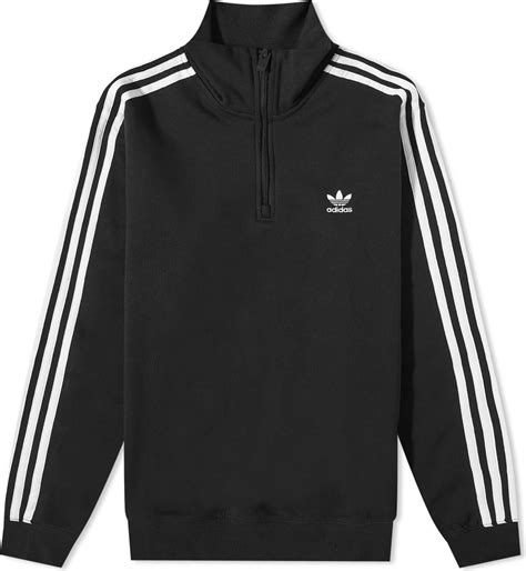 Adidas Adicolor Classics Stripes Half Zip Sweatshirt Black White Pris