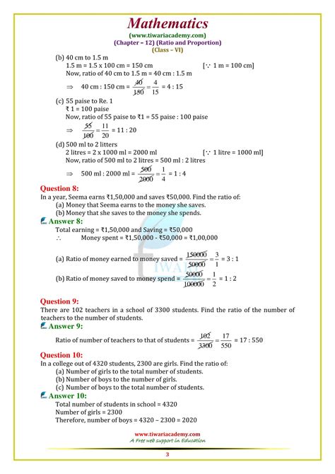 Ncert Solutions For Class 6 Maths Chapter 12 Ratio And Proportion