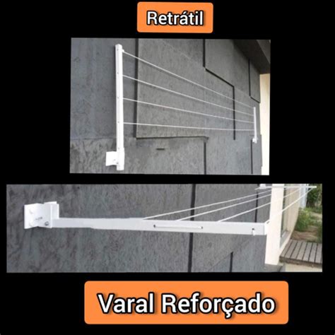 Varal Alum Nio De Roupas Dobr Vel Parede Muro Apartamento Corda