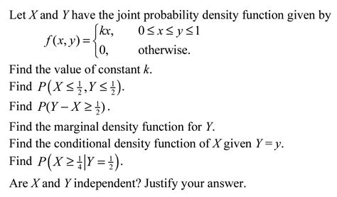 Solved Let X And Y Have The Joint Probability Density Chegg