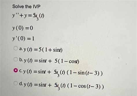 Solved Solve The IVP Y Y 5u3 T Y 0 0y 0 1 A Chegg