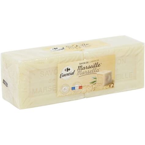 Savon de Marseille CARREFOUR ESSENTIAL les 2 pains de 400g à Prix