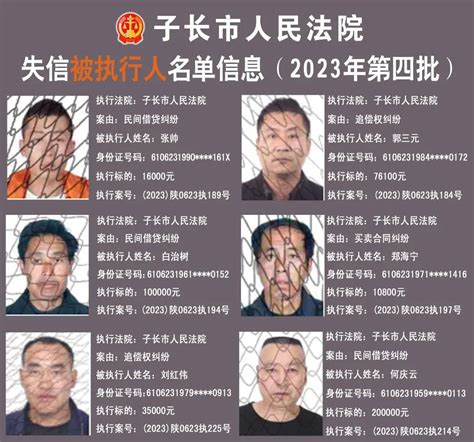 子长市人民法院关于公布失信被执行人名单信息的公告（2023年第四批）澎湃号·政务澎湃新闻 The Paper