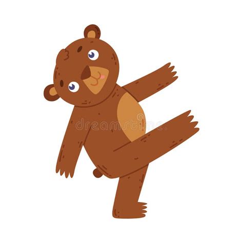 Funny Baby Bear Cute Walking Wild Forest Animal Cartoon Vector