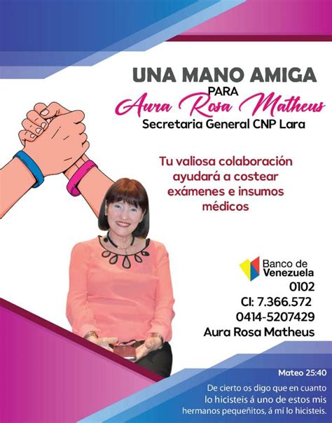 CNP Caracas On Twitter 15May Nuestra Colega Aura Rosa Matheus