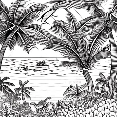 Desenho Para Colorir Em Preto E Branco De Paisagem De Ilha Jogue Slots