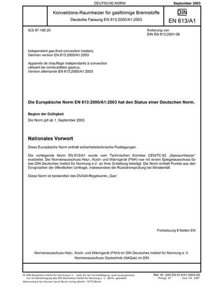 DIN EN 613/A1:2003 DE - Konvektions-Raumheizer für gasförmige ...