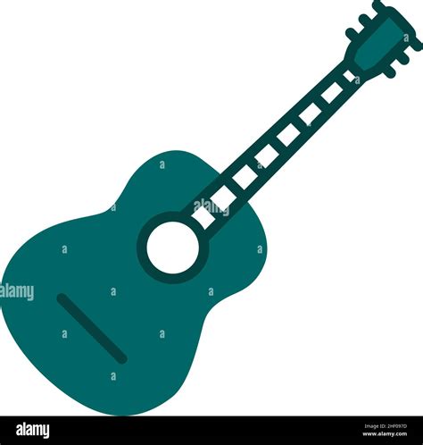 Acoustic Guitar Icon Editable Bold Outline With Color Fill Design