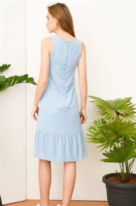 TSW The Stage Walk Priscilla Dropwaist Midi Dress In Powder Blue BNWT