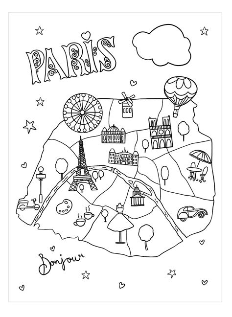 Lindo Mapa De París Para Colorear Imprimir E Dibujar Coloringonlycom