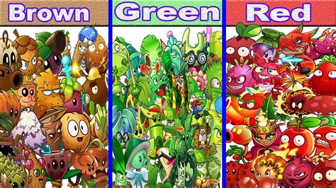 All Brown Vs Red Vs Green Plants Which Team Plant Will Win Pvz