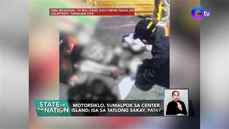 Motorsiklo Sumalpok Sa Center Island Isa Sa Tatlong Sakay Patay