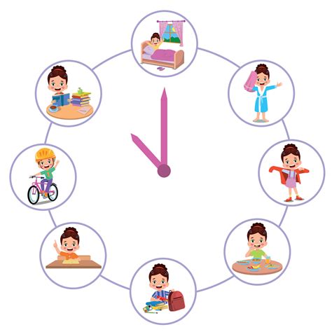 Cartoon kid daily routine activities set 16059202 Vector Art at Vecteezy