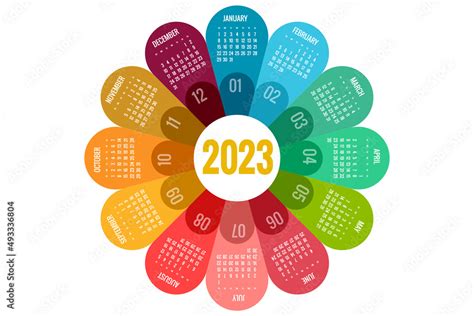 Round Calendar Planner for 2023. Calendar template for 2022. Stationery ...