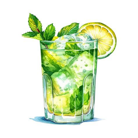 Premium Vector Watercolor Mojito Cocktail Illustration