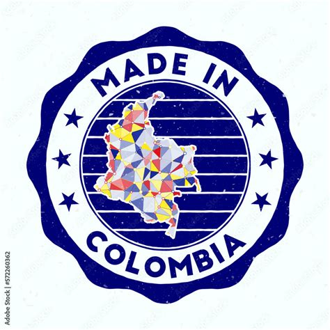 Made In Colombia Country Round Stamp Seal Of Colombia With Border