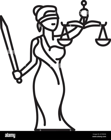 Lady Justice or Themis Femida, blindfolded with beam balance and sword, cartoon character vector ...