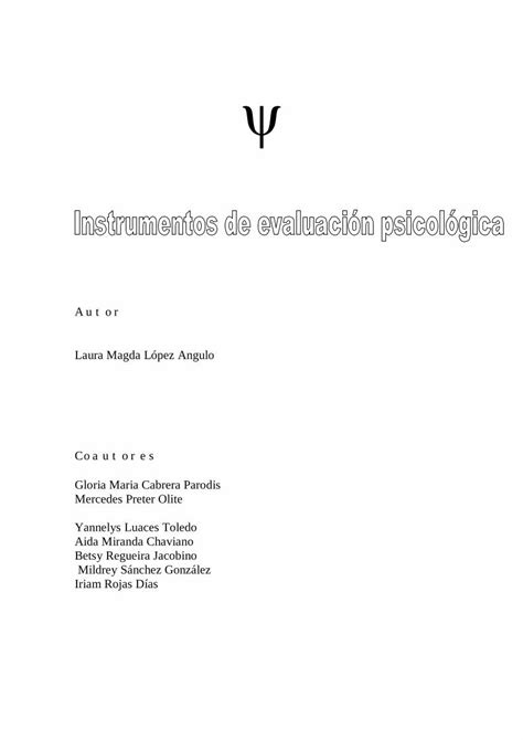 Pdf Instrumentos De Evaluación Psicológica · Pruebas Proyectivas De Adultos Inventario