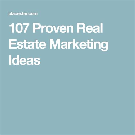 The Words Proven Real Estate Marketing Ideas Are In White Letters