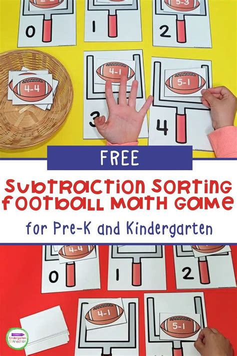 Subtraction Sorting Football Math Game Kindergarten Math Games