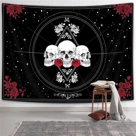 Amazon Bzhilja Skulls Tapestry Wall Hanging Gothic Skeleton