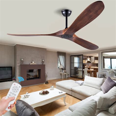 EOPETY 60” Wood Ceiling Fan Without Light, Low Profile Ceiling Fan with ...