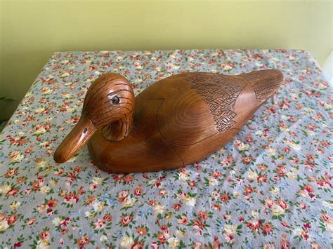 Hand Carved Wooden Duck Signed By The Artist