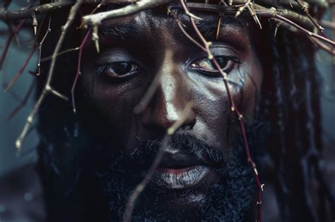 Premium Photo Portrait Of Black Jesus Christ With Crown Of Thorns On