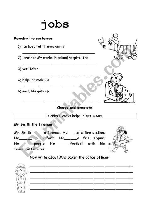 Jobs Esl Worksheet By Mickymicky