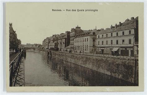 Rennes Vue en noir et blanc des quais prolongés Carte postale