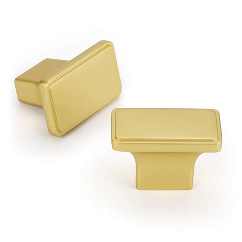 goldenwarm 5 Pack Gold Cabinet Knobs Brushed Gold Cabinet Pulls Kitchen Square Drawers Knobs ...