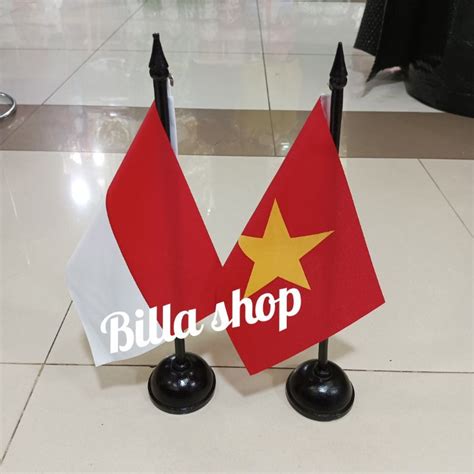 Jual Tiang Kayu Meja Bendera Indonesia Vietnam Shopee Indonesia