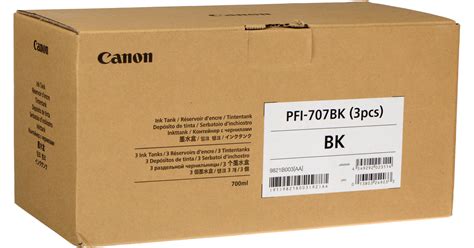 Canon PFI 707BK Black Ink Cartridge 700 ML 3 Pack 9821B003AA