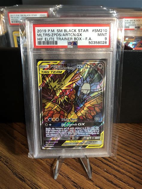 Moltres Zapdos Articuno GX SM210 PSA 9 Pokemon Hidden Fates Promo Stain