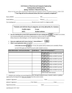 Fillable Online Lsu Ece Internal Use Forms Fax Email Print Pdffiller