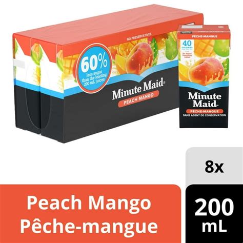 Minute Maid No Sugar Added Peach Mango 200ml Carton 8 Pack 200 X Ml