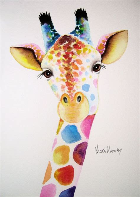 An Original Watercolour Giraffe Painting By Artist Maria Moss A4 Size Painting 12 X 8 5