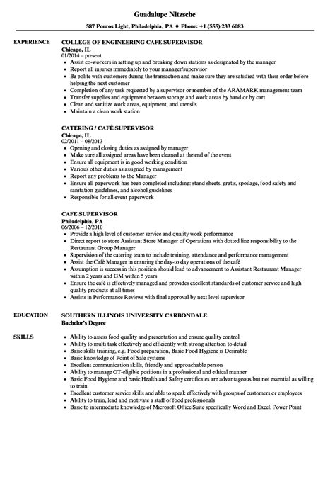 Cafe Supervisor Resume Samples Velvet Jobs