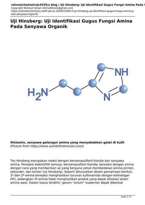 Pdf Uji Hinsberg Uji Identifikasi Gugus Fungsi Amina Pada Dokumentips