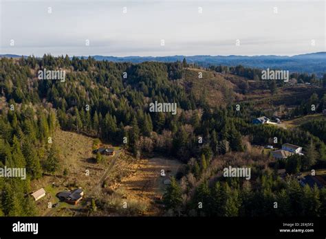 Homes in Coos County, aerial of rural Coos Bay Oregon Stock Photo - Alamy